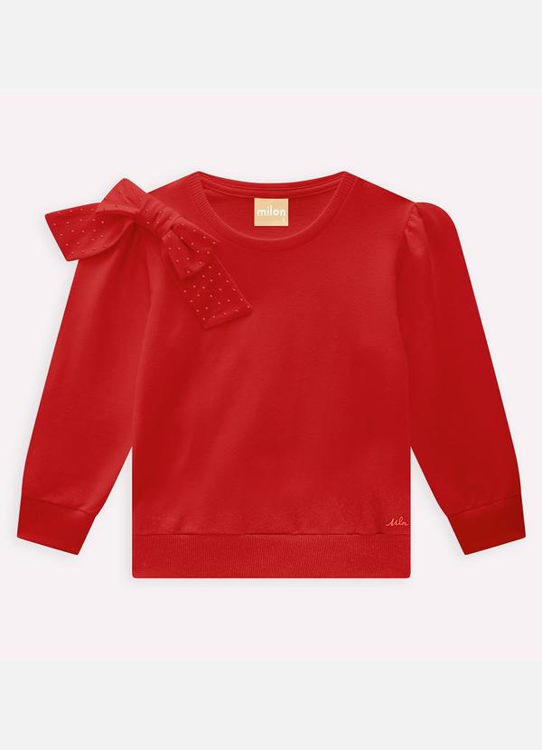 Vista 2 Casaco Infantil Menina com Laço Vermelho Milon Milon