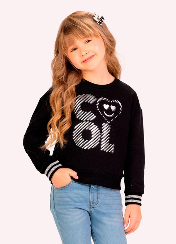 Casaco Infantil Menina Lettering Preto