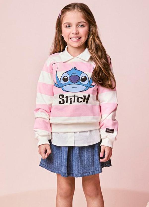 Casaco Infantil Menina Listrado do Stitch