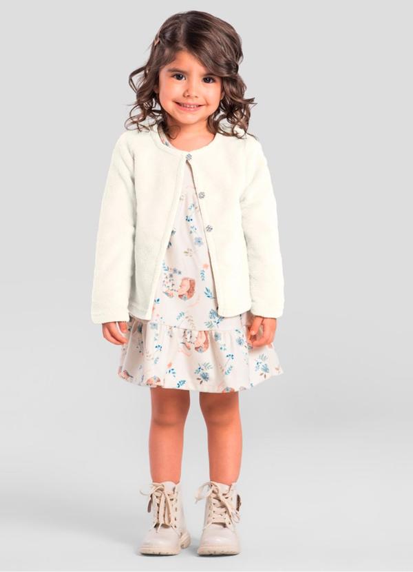 Casaco Infantil Menina Peluciado Natural