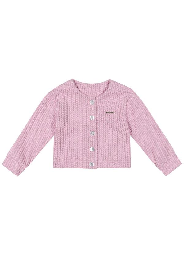 Casaco Infantil Menina Tricô com Botões Rosa