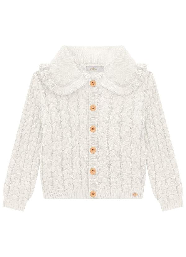 Vista 2 Casaco Infantil Menina Tricot Off White Milon Milon