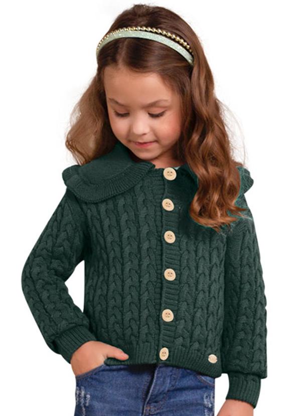 Vista 2 Casaco Infantil Menina Tricot Verde Milon Milon