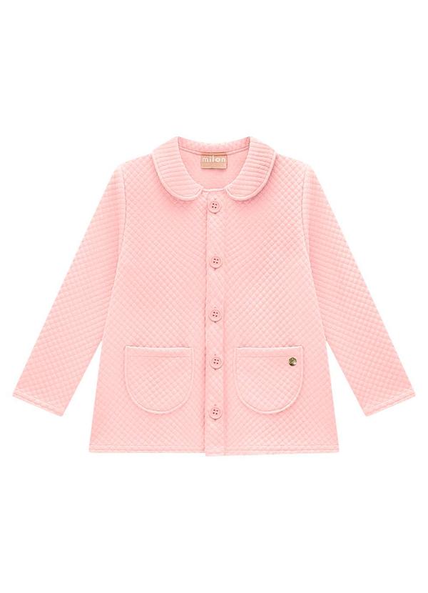 Casaco Infatil Menina em Jacquard Rosa