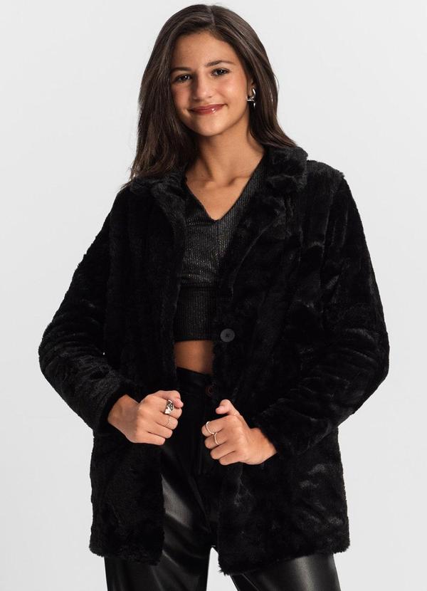 Casaco Juvenil Feminino Pelo Safira Preto