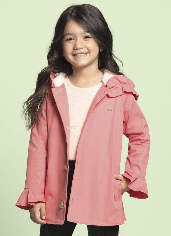 Casaco Parka Menina Sarja com Elastano Rosa
