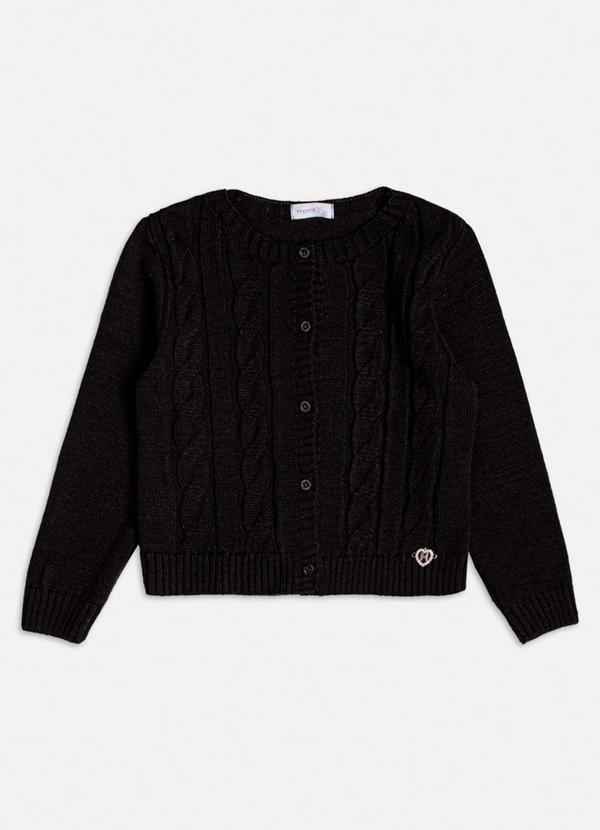 Casaco Preto de Tricot Trançado Preto