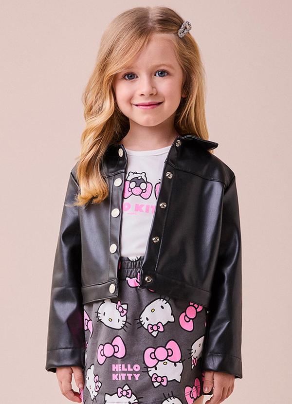 Jaqueta Fake Leather Preta Preto