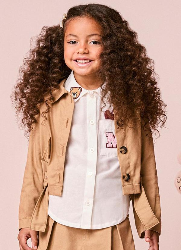 Jaqueta Infantil Menina de Sarja com Cinto