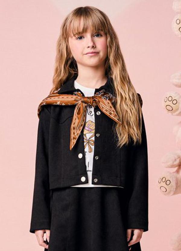Jaqueta Infantil Menina de Suede com Franjas