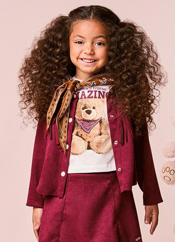 Jaqueta Infantil Menina em Suede com Franjas