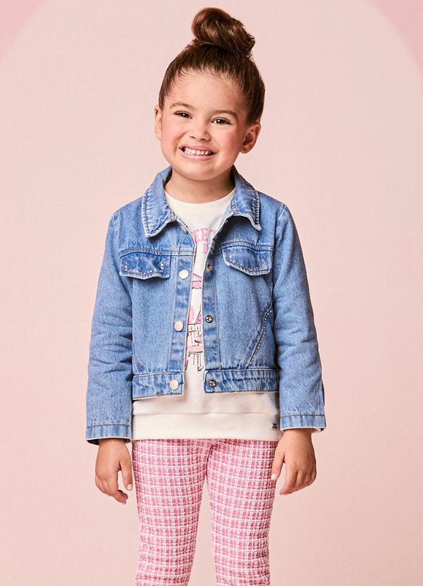 Jaqueta Infantil Menina Jeans com Strass