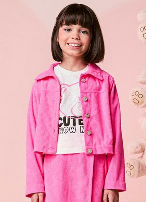 Jaqueta Infantil Menina Pink de Veludo
