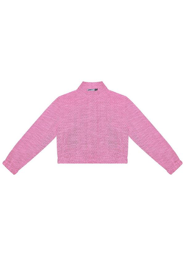 Jaqueta Juvenil em Tweed Rosa
