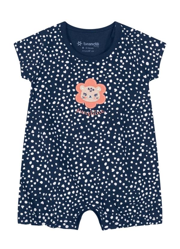 Vista 2 Macaquinho Bebê Menina em Malha Baby Azul Brandili Baby Brandili Baby