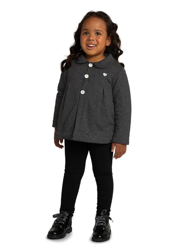 Vista 2 Parka Infantil em Moletom Quadriculado Preto Marlan Marlan