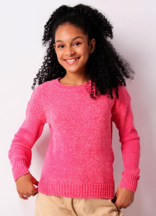 Suéter Juvenil Chenille Rosa