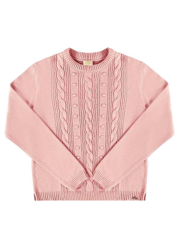 Sueter Menina Tricô Texturas Rosa