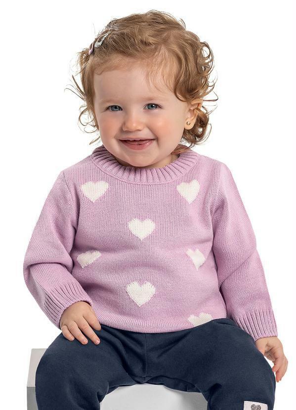 Blusão em Tricot para Bebê Rosa
