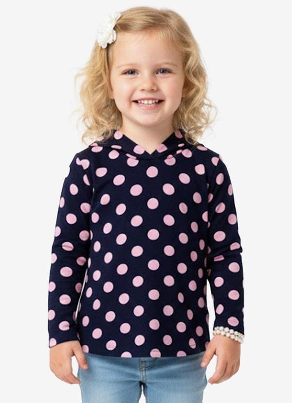 Vista 2 Blusão Infantil Menina com Capuz Azul Select Select