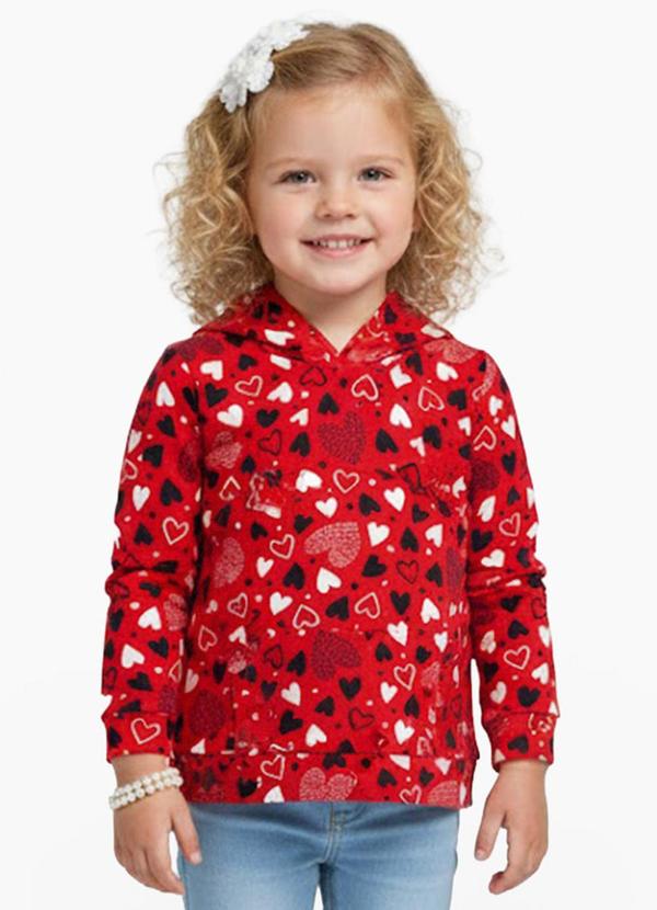 Vista 2 Blusão Infantil Menina com Capuz Vermelho Select Select
