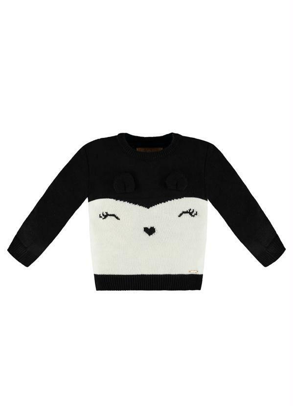 Vista 2 Blusão Infantil Menina em Tricot Preto Up Baby Up Baby