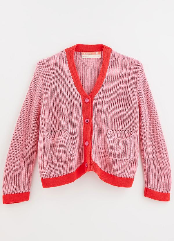 Vista 2 Cardigan de Tricot Básico Rosa Fabula Fabula