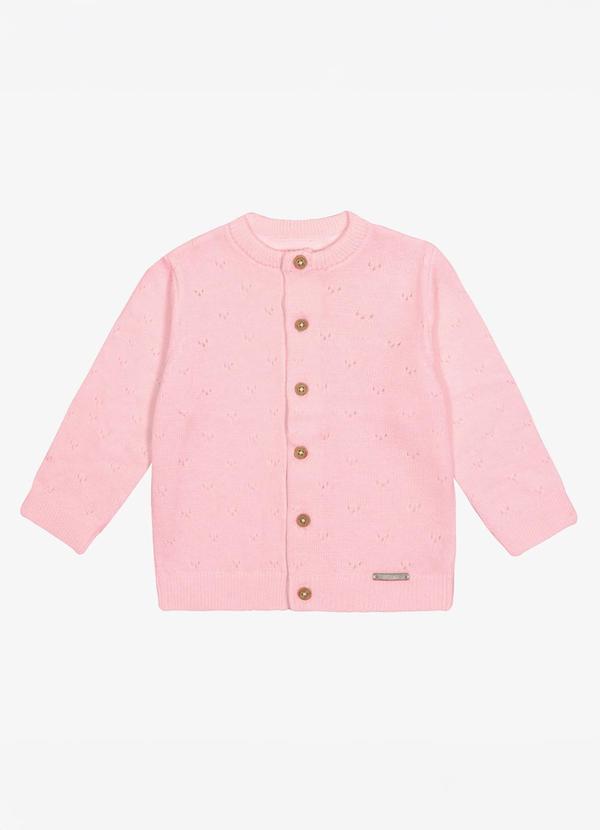 Cardigan Feminino Infantil Tricot Rosa