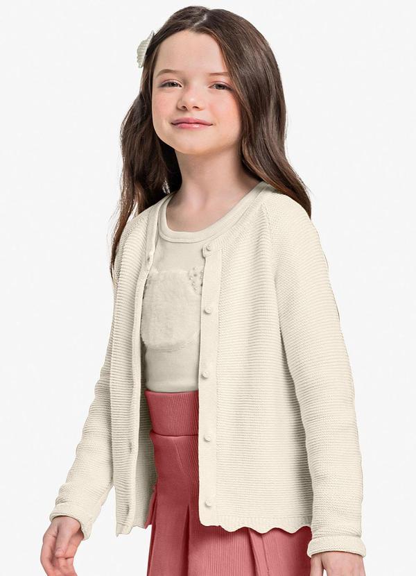 Vista 2 Cardigan Infantil Tricot Bege Trick Nick Trick Nick