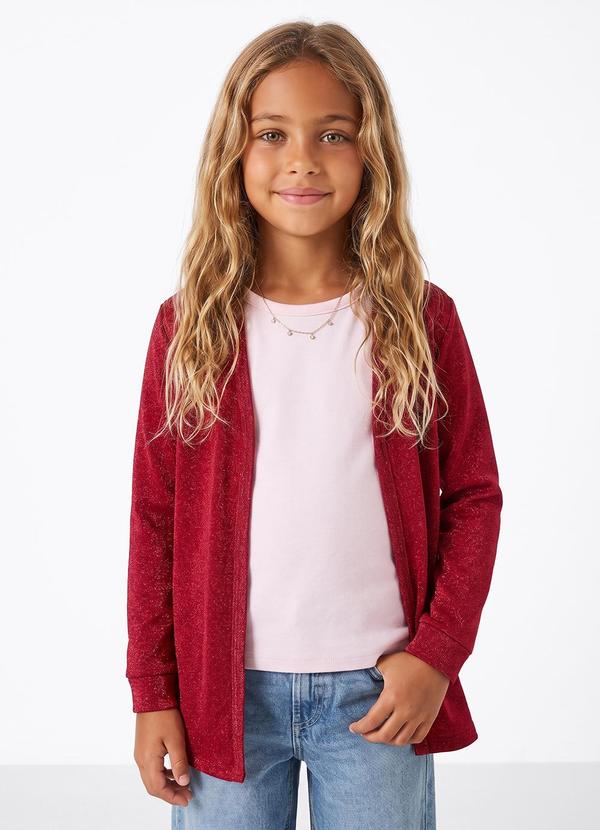 Cardigan Manga Longa Menina Marisol Vermelho