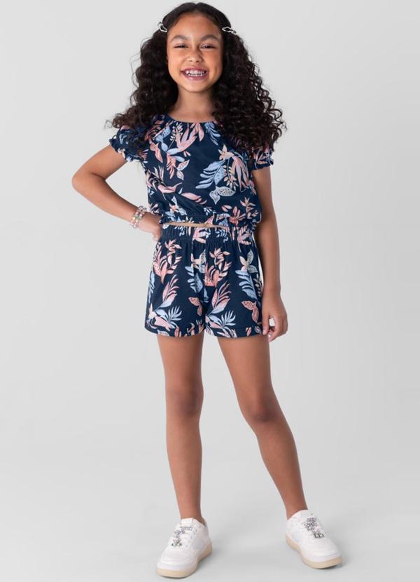 Conjunto Infantil Menina Estampado Azul