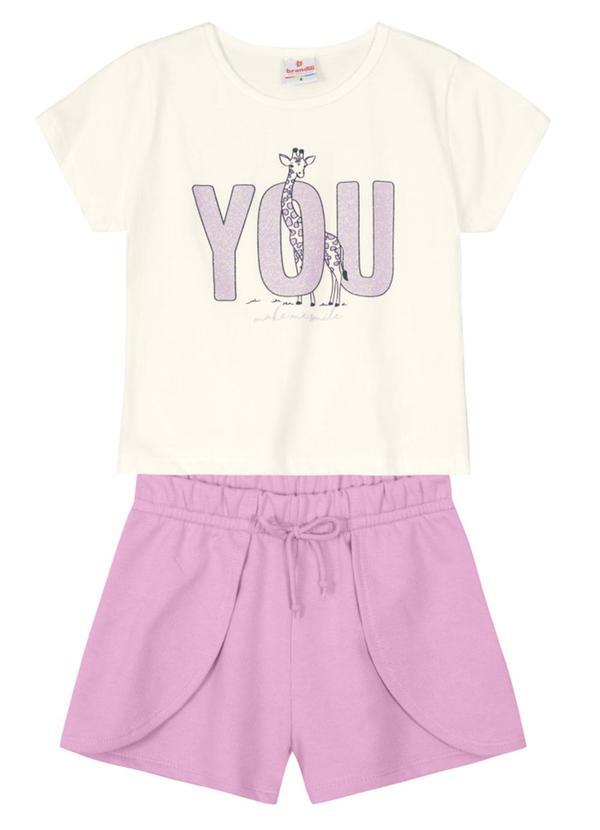 Conjunto Menina com Blusa Cropped Natural