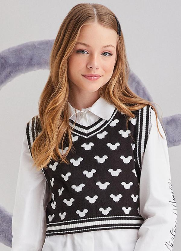 Vista 2 Colete de Tricot do Mickey Mouse Preto I Am I Am