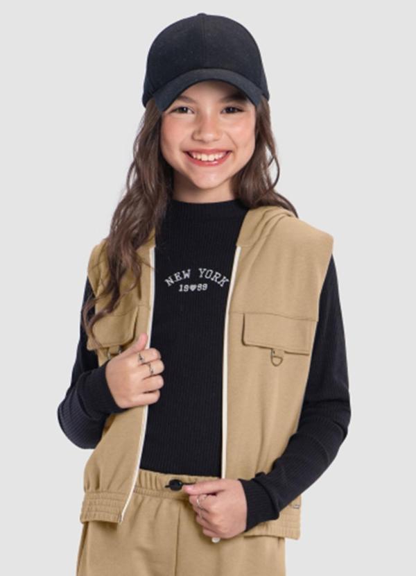 Vista 2 Colete Menina em Moletom Marrom Young Class Young Class