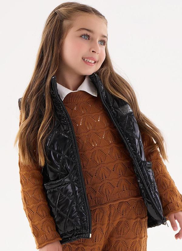 Colete Puffer Infantil para Menina Preto