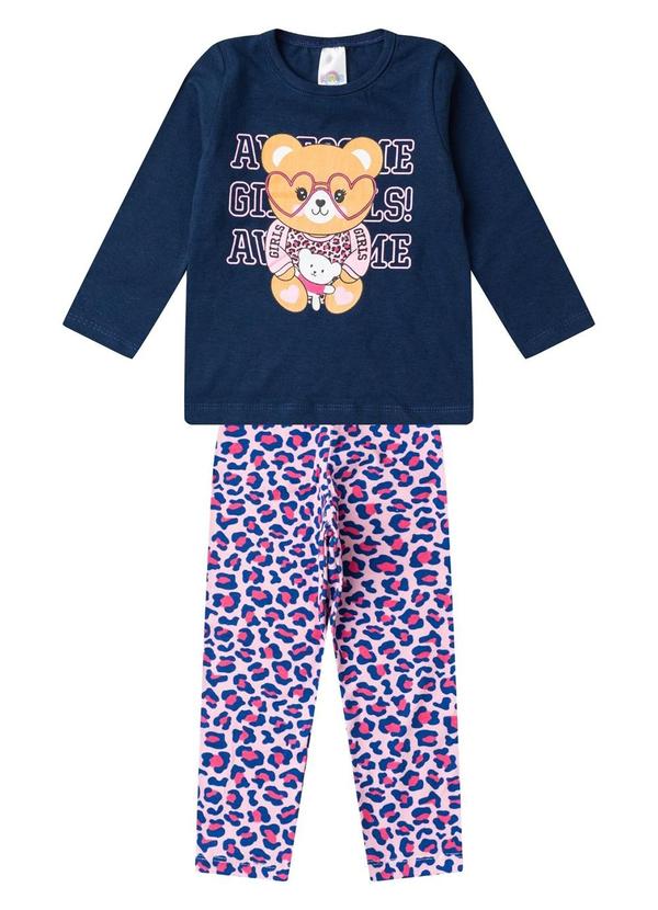 Conjunto Algodão Menina Blusa Longa e Calça Azul