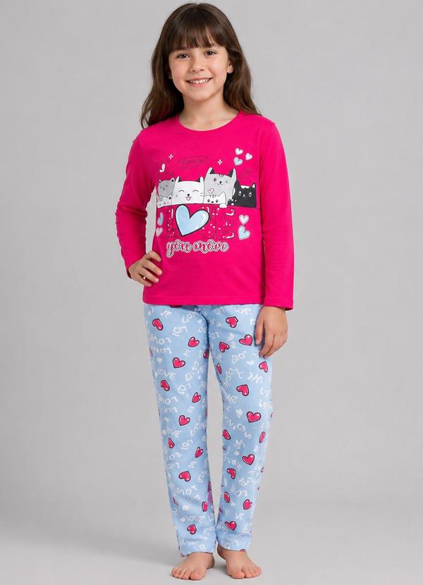 Conjunto Algodão Menina Blusa Longa e Calça Rosa