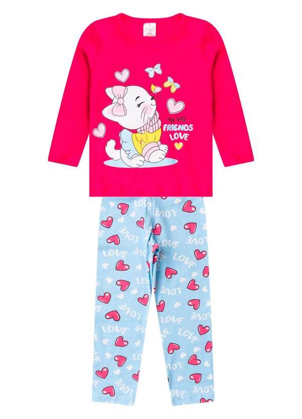 Conjunto Algodão Menina Blusa Longa e Calça Rosa