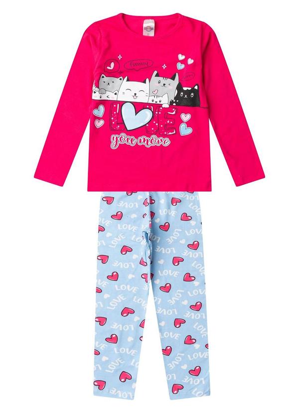 Conjunto Algodão Menina Blusa Longa e Calça Rosa