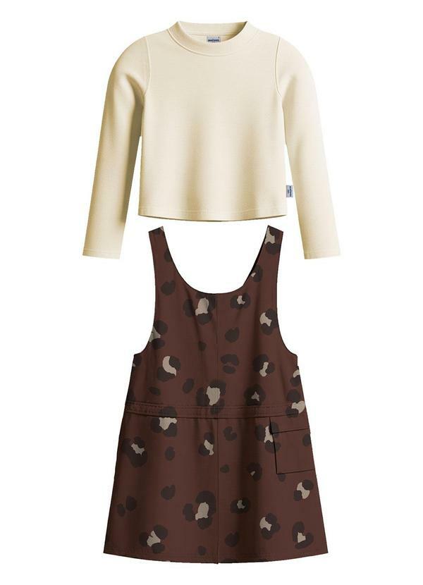 Conjunto Animal Print Texturizado Bege