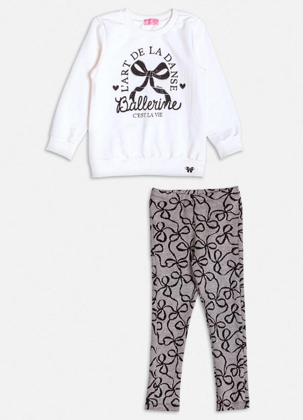 Conjunto Ballerine Estampa de Laços Off White