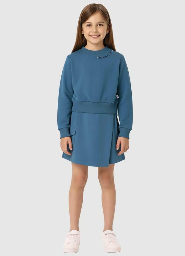 Conjunto Beautiful Life em Moletinho Azul