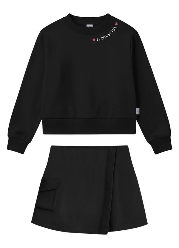 Conjunto Beautiful Life em Moletinho Preto