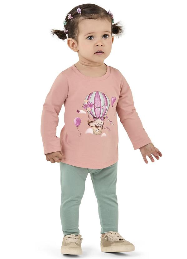 Vista 2 Conjunto Bebê Blusa Estampada e Legging Rosa Elian Elian