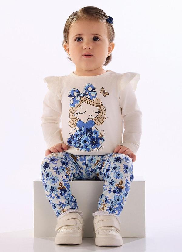 Conjunto Bebê Blusa Legging Floral Branco