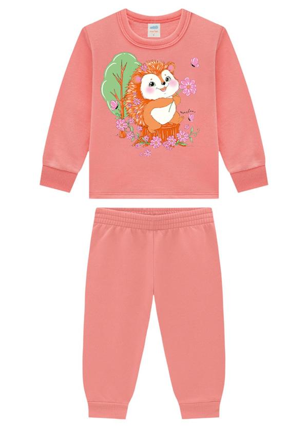 Conjunto Bebê Blusão e Calça em Moletom Laranja