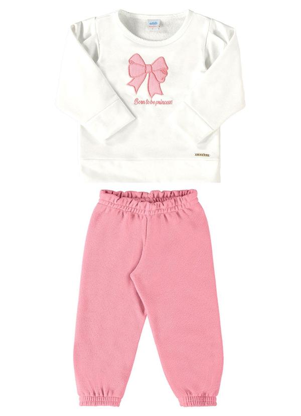 Conjunto Bebê Blusão e Calça Laço Baby Bege
