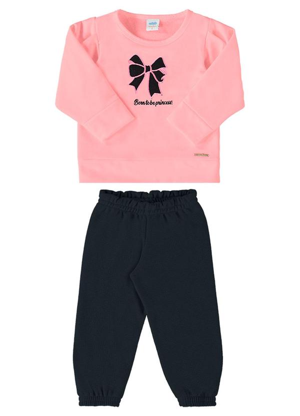 Conjunto Bebê Blusão e Calça Laço Baby Rosa