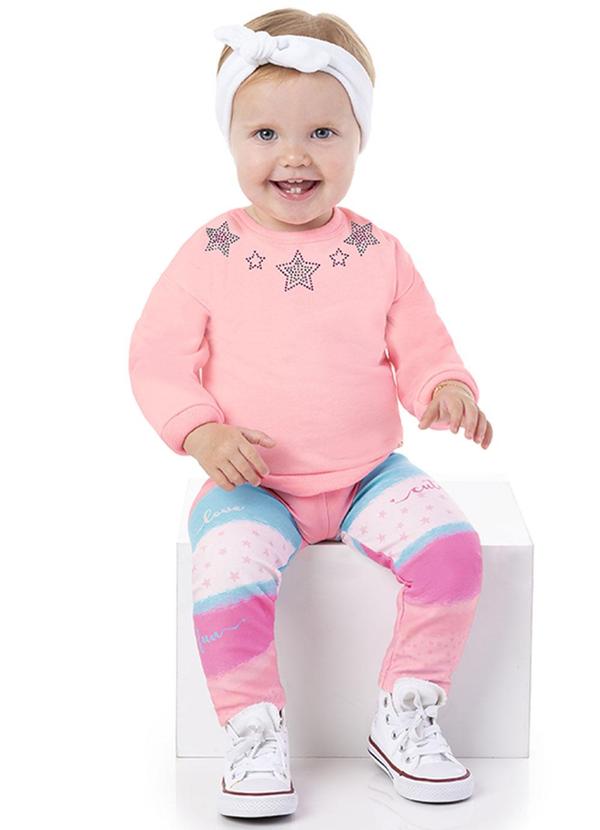 Conjunto Bebê Blusão e Legging Felpado Rosa