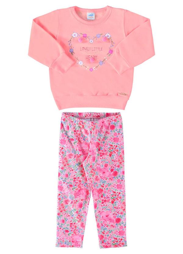 Conjunto Bebê Blusão e Legging Mini Floral Rosa